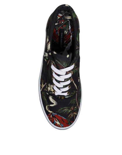 Dolce & Gabbana Black Tropical Print Low Top Sneakers Shoes - EU40.5/US7.5