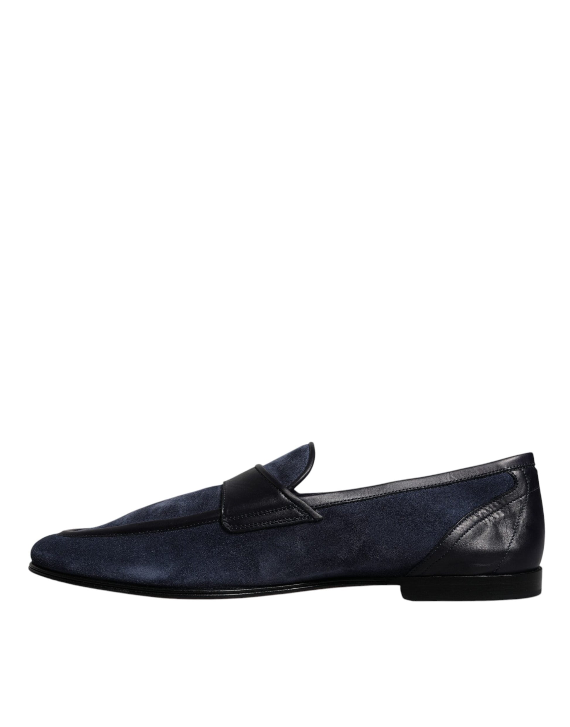 Dolce & Gabbana Blue Suede Leather Shoes Loafer Moccasin Shoes - EU43/US10