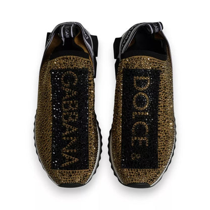 Dolce & Gabbana Gold Rhinestones Sorrento Sneakers Shoes - EU39.5/US6.5