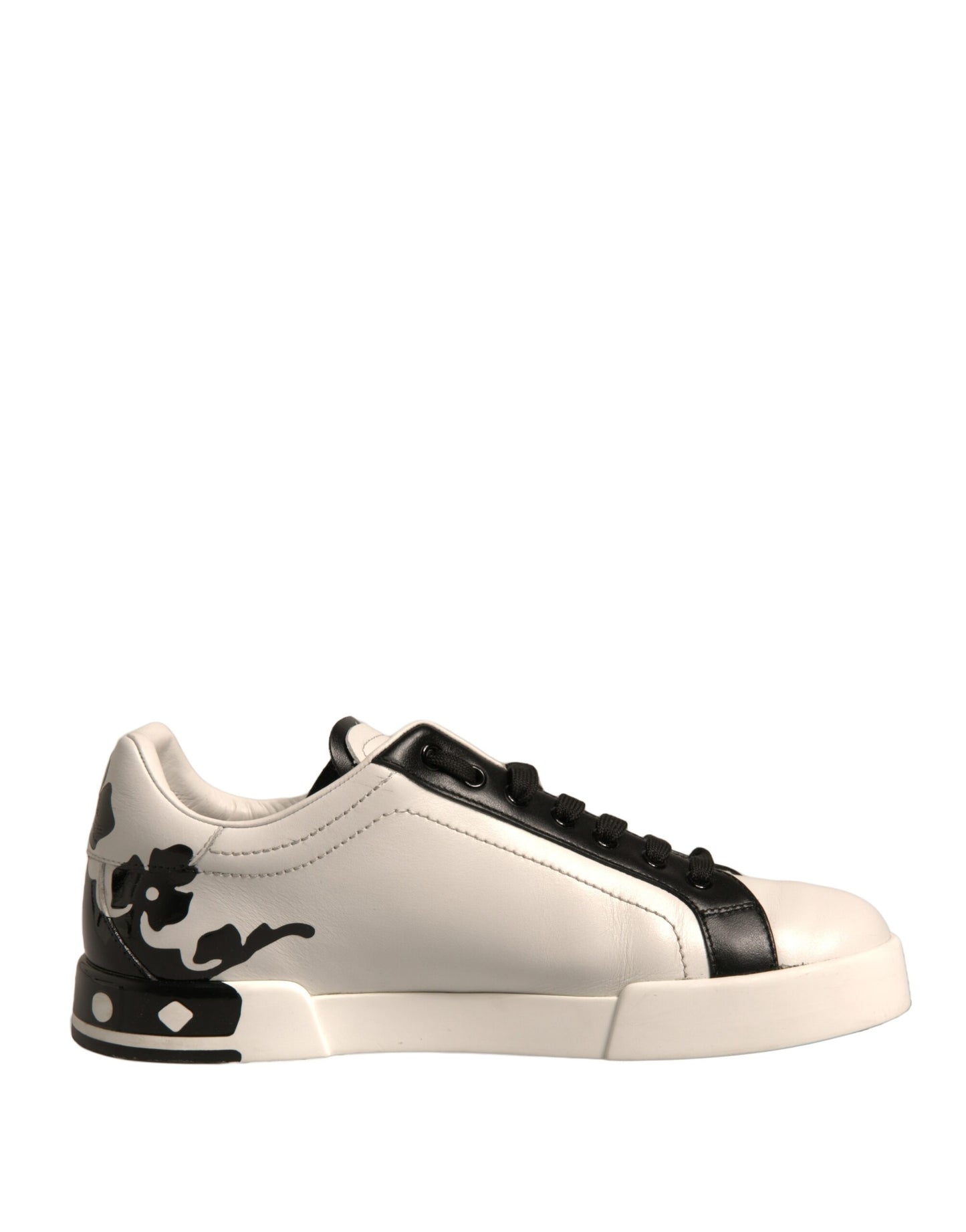 Dolce & Gabbana White Black Leather Crown Milano Sneakers Shoes - EU42/US9