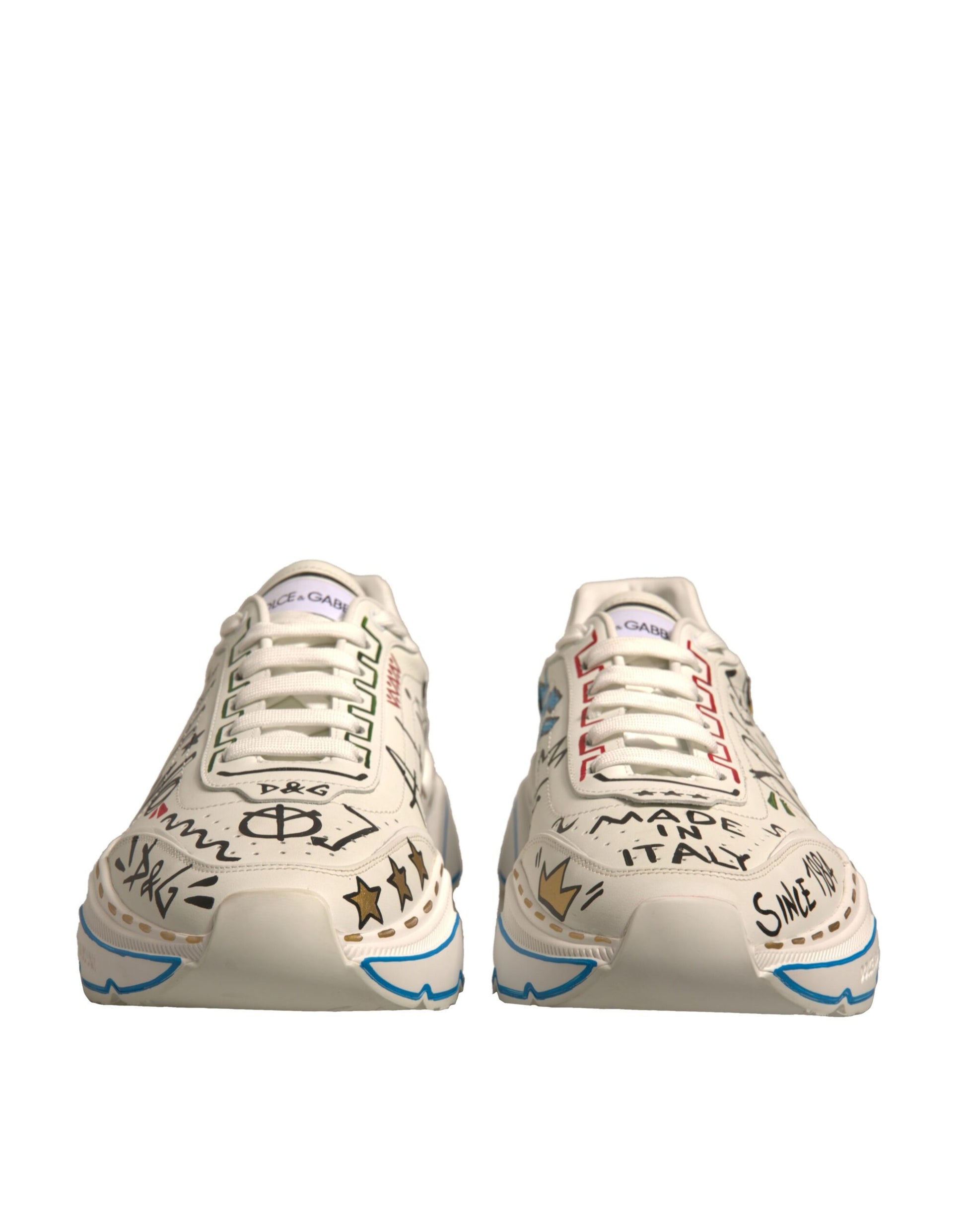 Dolce & Gabbana White Daymaster Hand Painted Sneakers Shoes - EU46/US13