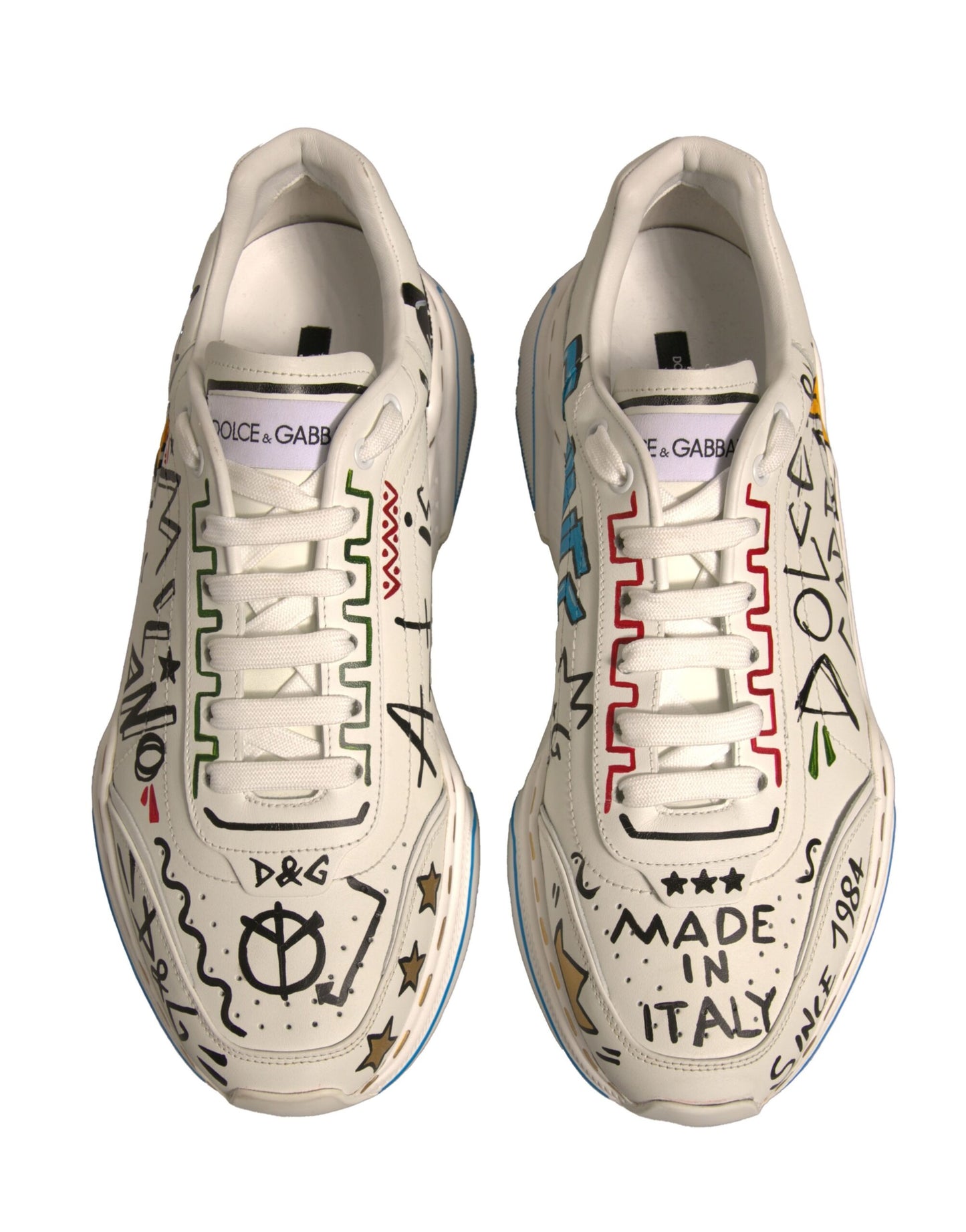 Dolce & Gabbana White Daymaster Hand Painted Sneakers Shoes - EU46/US13