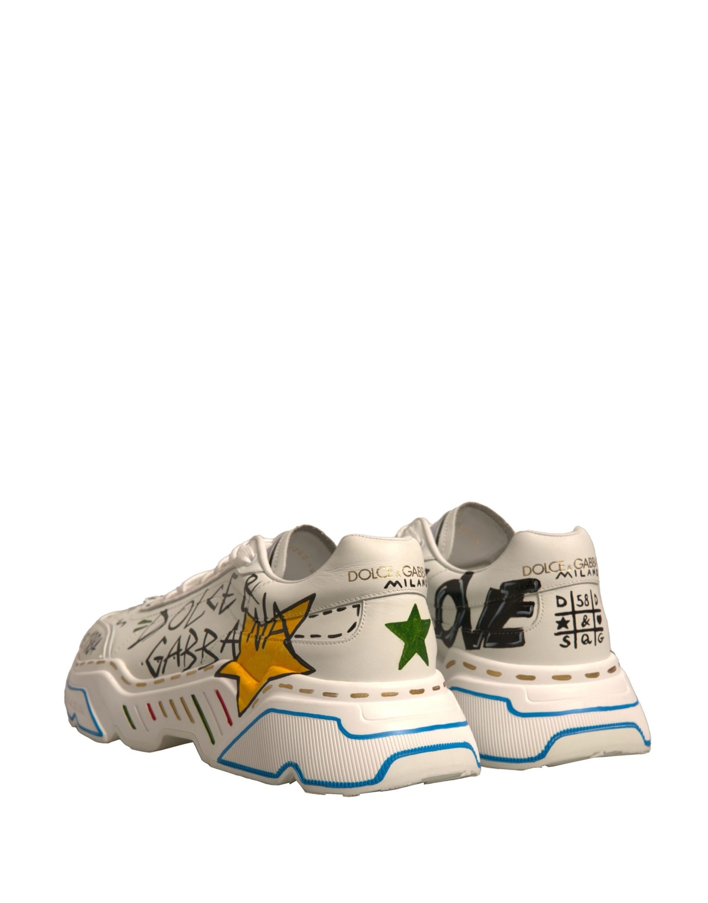 Dolce & Gabbana White Daymaster Hand Painted Sneakers Shoes