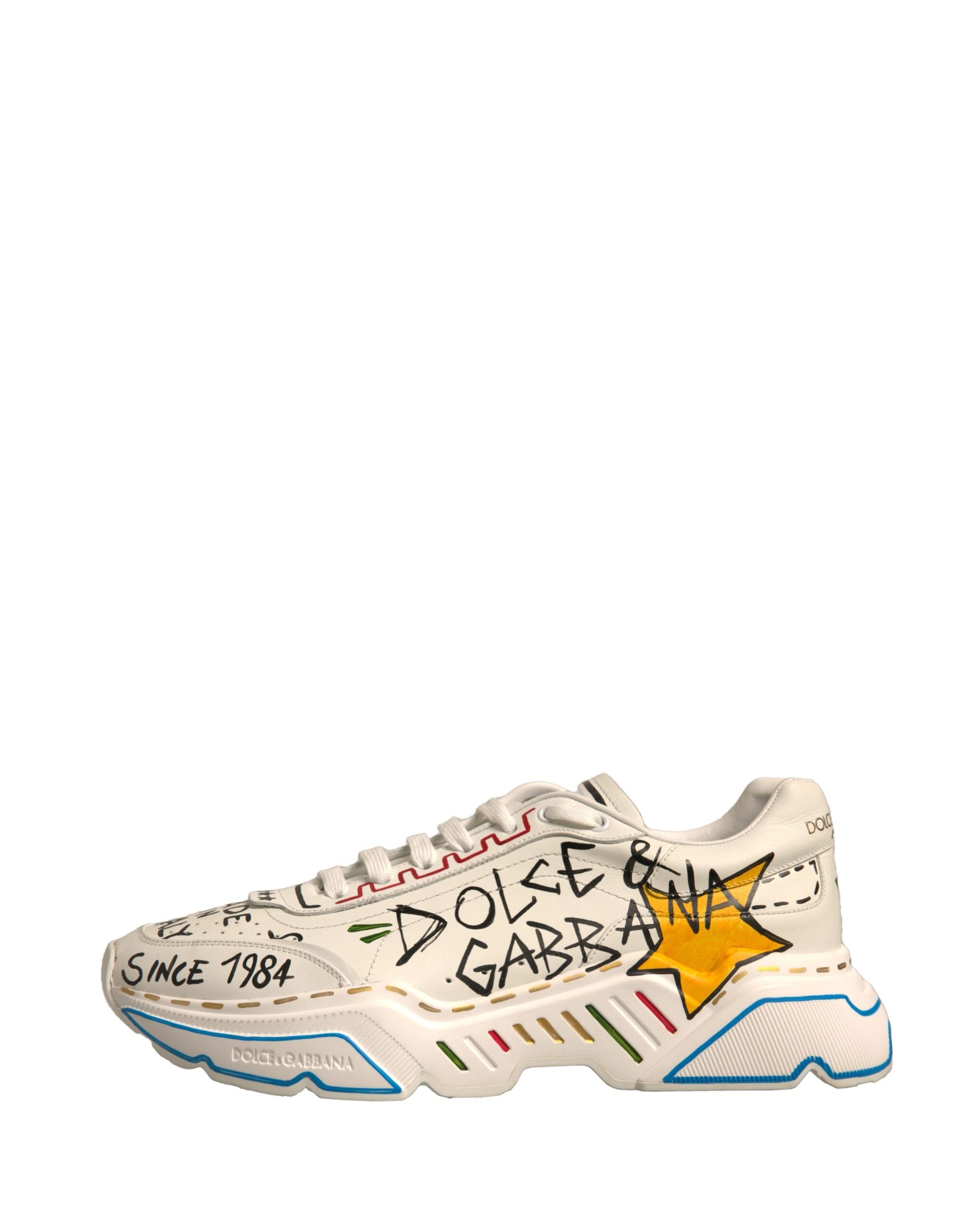 Dolce & Gabbana White Daymaster Hand Painted Sneakers Shoes - EU46/US13