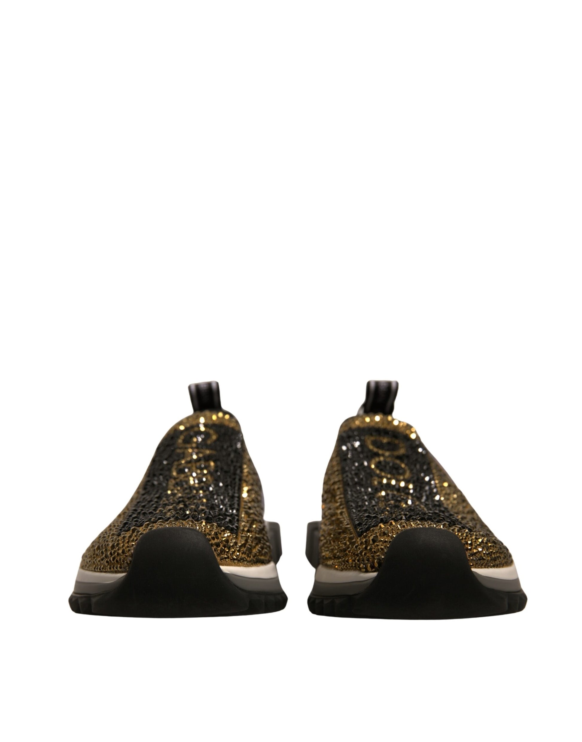 Dolce & Gabbana Gold Rhinestones Sorrento Sneakers Shoes - EU39.5/US6.5