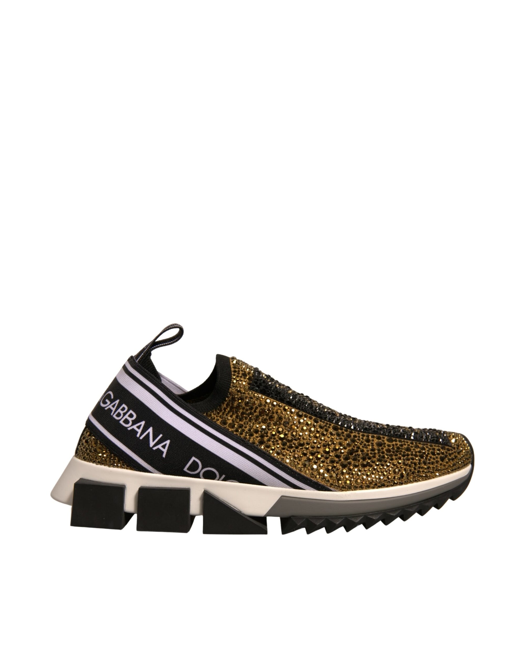 Dolce & Gabbana Gold Rhinestones Sorrento Sneakers Shoes - EU39.5/US6.5