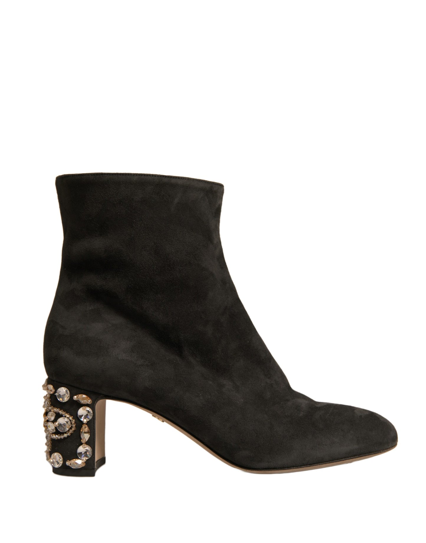 Dolce & Gabbana Black Embellished Heel Ankle Boots Shoes - EU39/US9