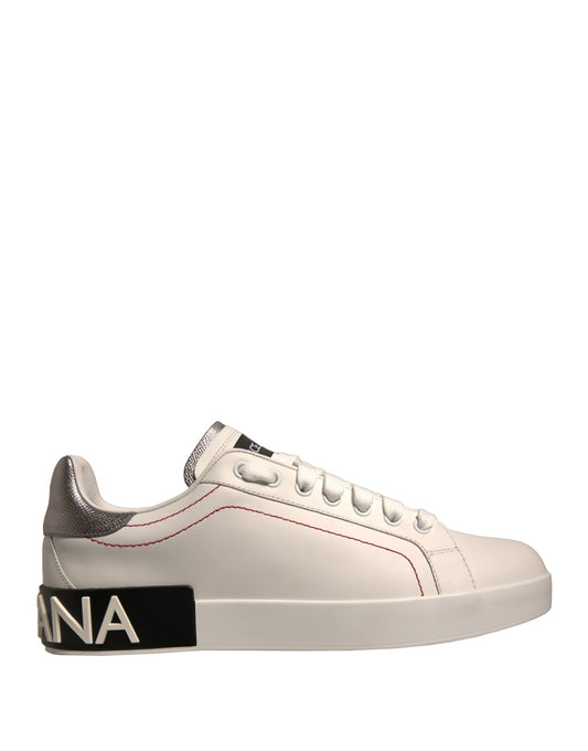 Dolce & Gabbana White Leather Classic Low Top Sneakers Shoes - EU40.5/US10.5