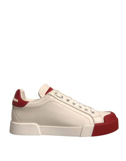 Dolce & Gabbana Shoes White Leather Logo Portofino Sneakers