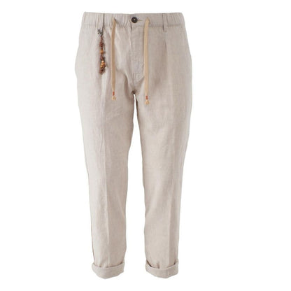 Yes Zee Beige Cotton Men Pants