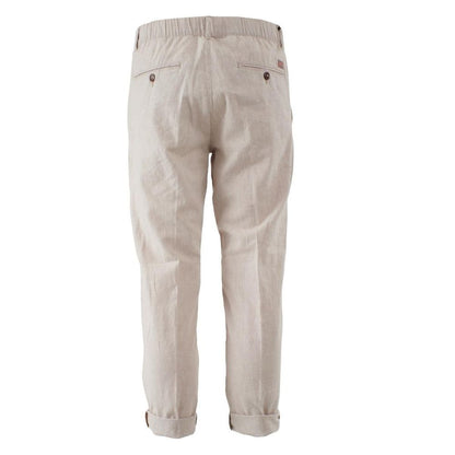 Yes Zee Beige Cotton Men Pants