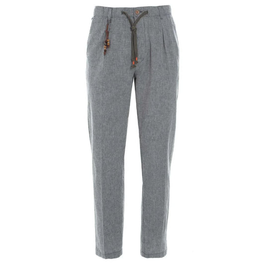 Yes Zee Gray Cotton Men Trouser