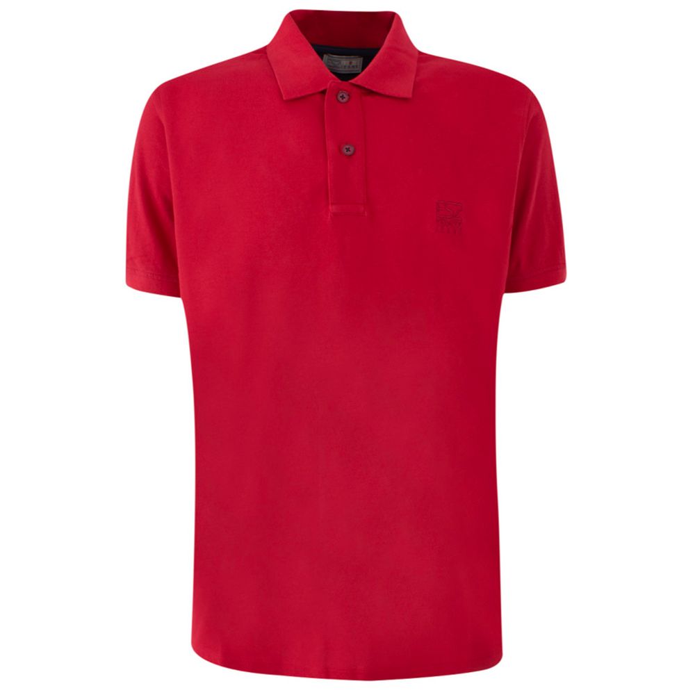 Yes Zee Red Cotton Men Polo Shirt