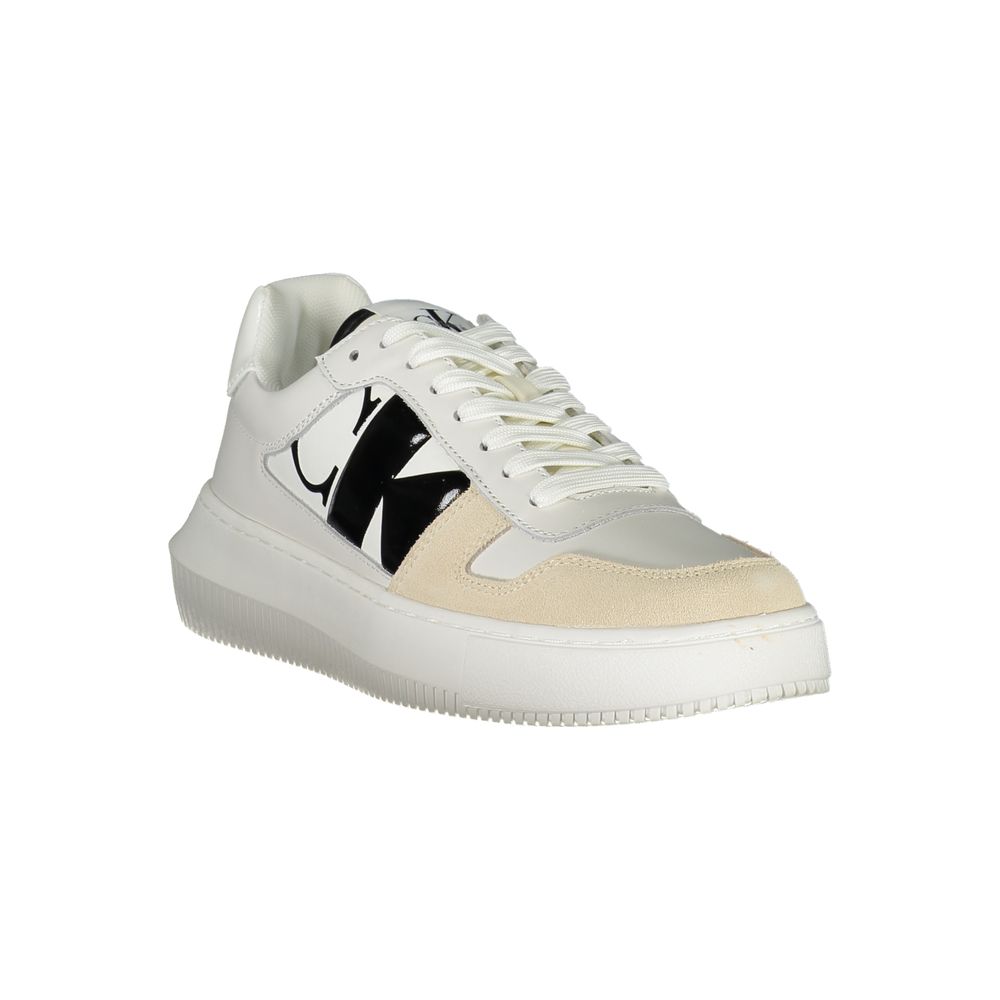 Calvin Klein Elegant White Lace-Up Sneakers with Contrast Detail - EU37/US7