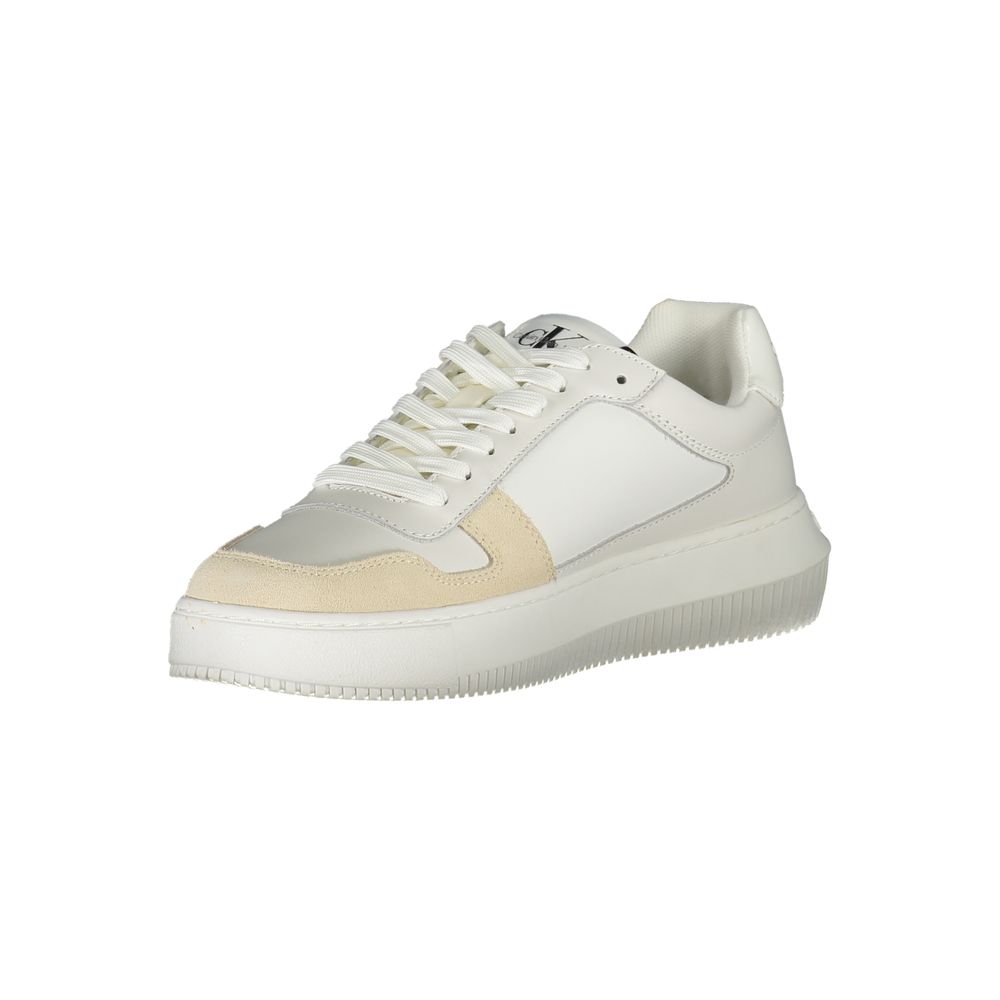 Calvin Klein Elegant White Lace-Up Sneakers with Contrast Detail - EU37/US7