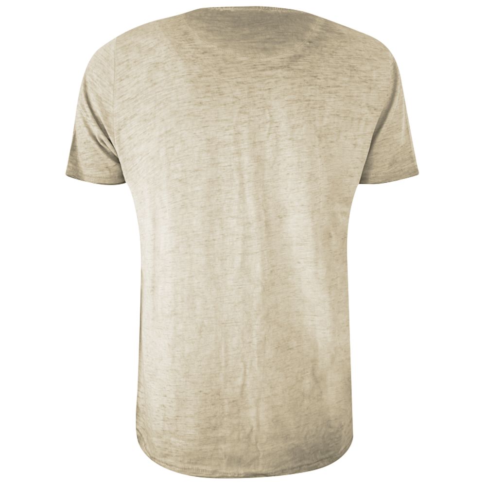 Yes Zee Beige Cotton T-Shirt