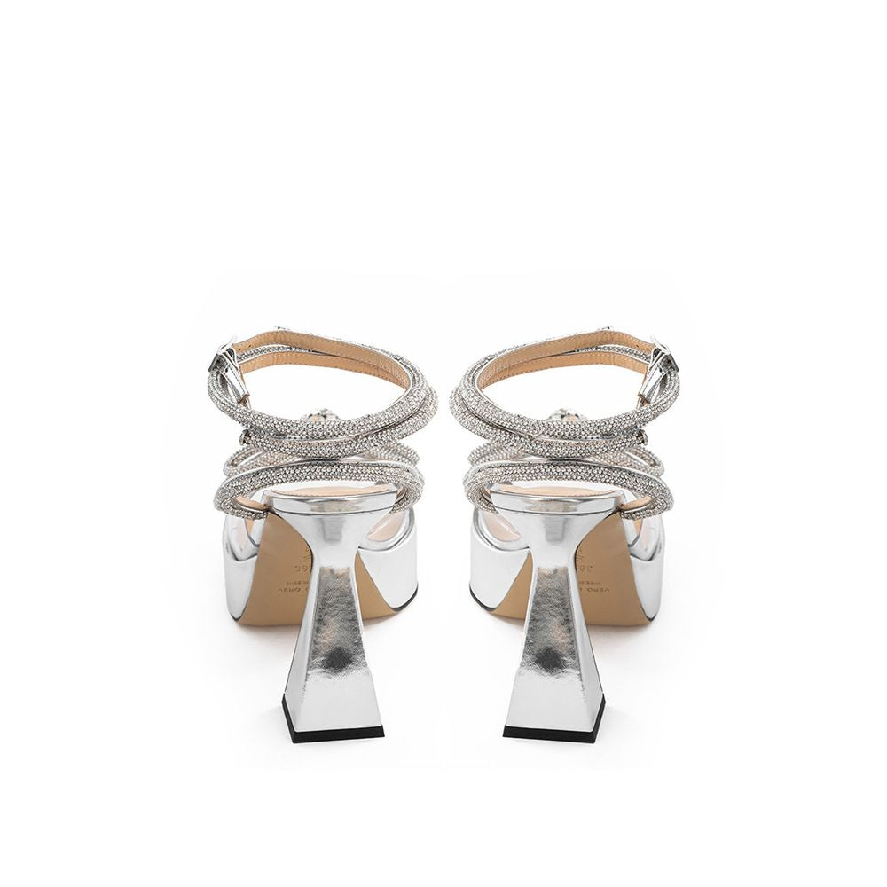 MACH & MACH Elegant Silver Leather Platforms - EU39/US9