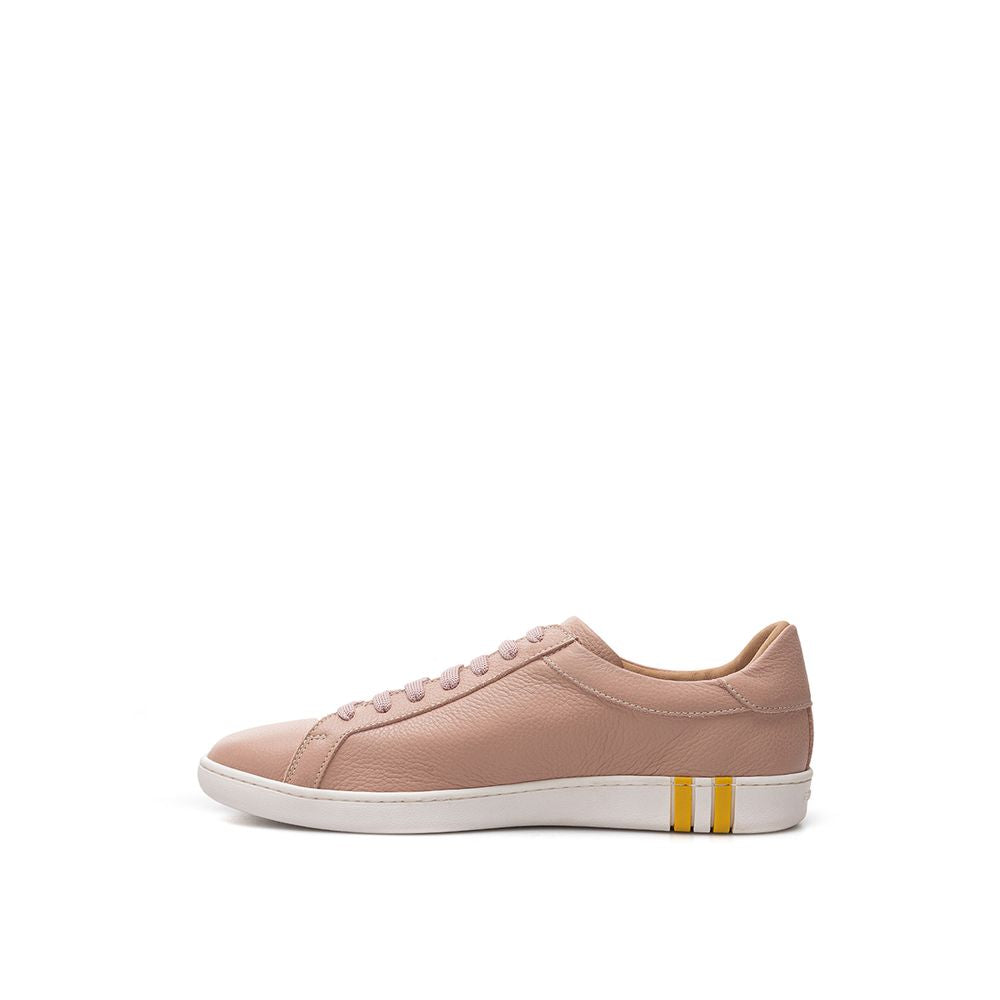 Bally Elegant Pink Cotton Leather Sneakers - EU37/US7