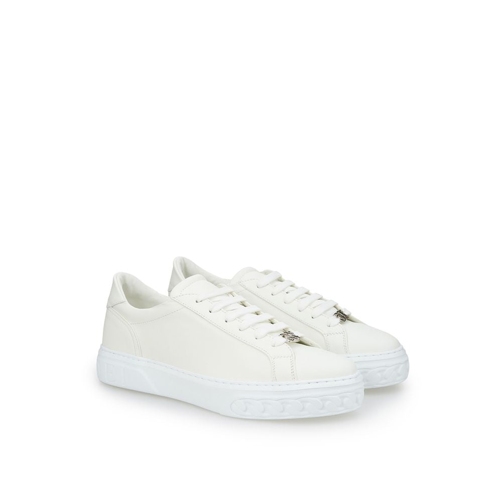 Casadei Sleek White Leather Sneakers - EU40/US10