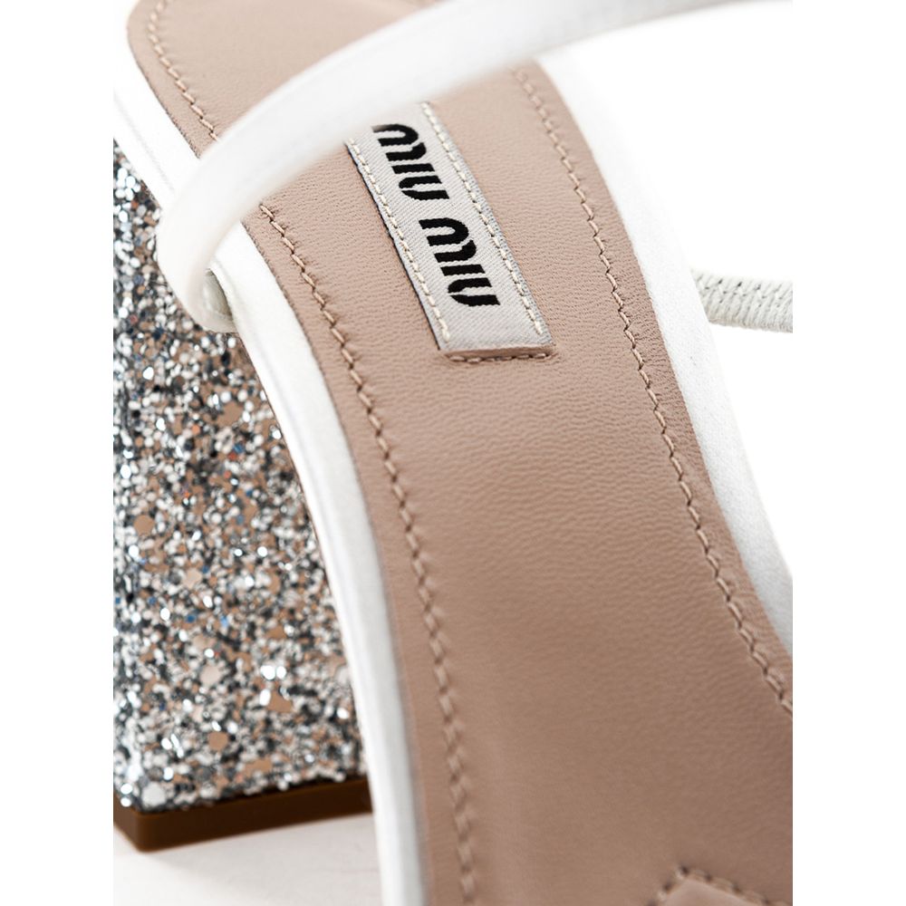 Miu Miu White Silk Sandal - EU39/US9