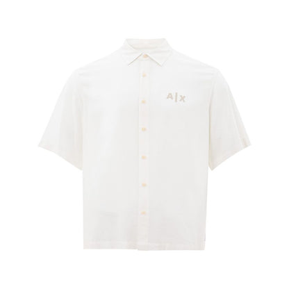 Armani Exchange Elegant White Viscose Shirt for Men - M