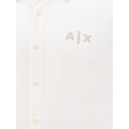 Armani Exchange Elegant White Viscose Shirt for Men - M