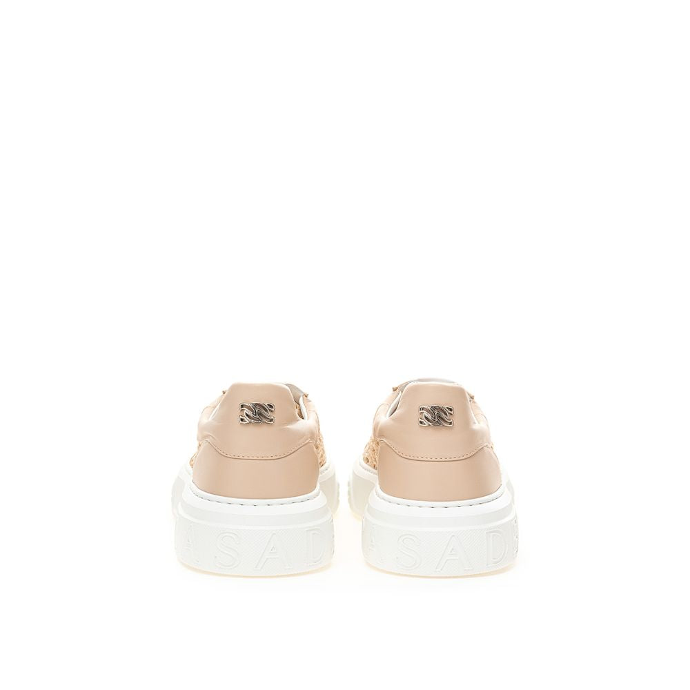 Casadei Chic Beige Leather Sneakers - EU41/US11