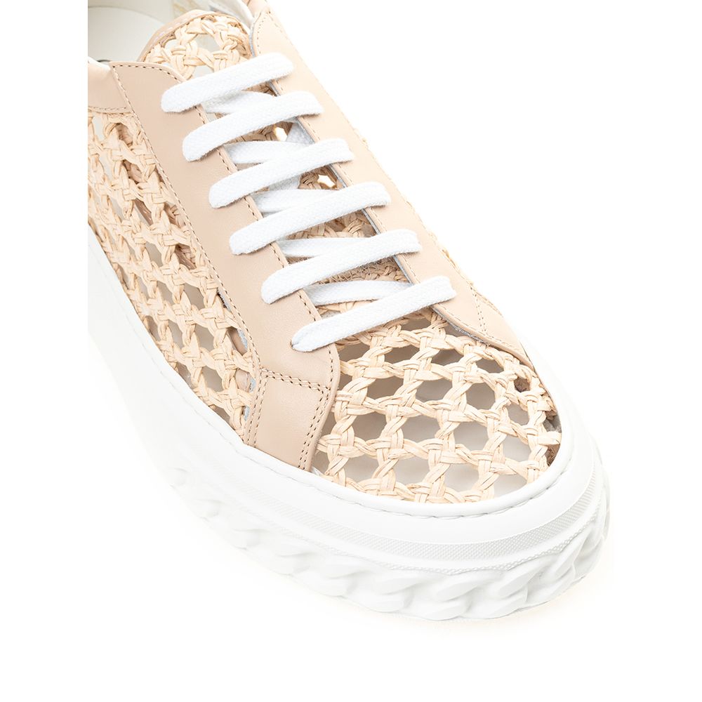 Casadei Chic Beige Leather Sneakers - EU41/US11