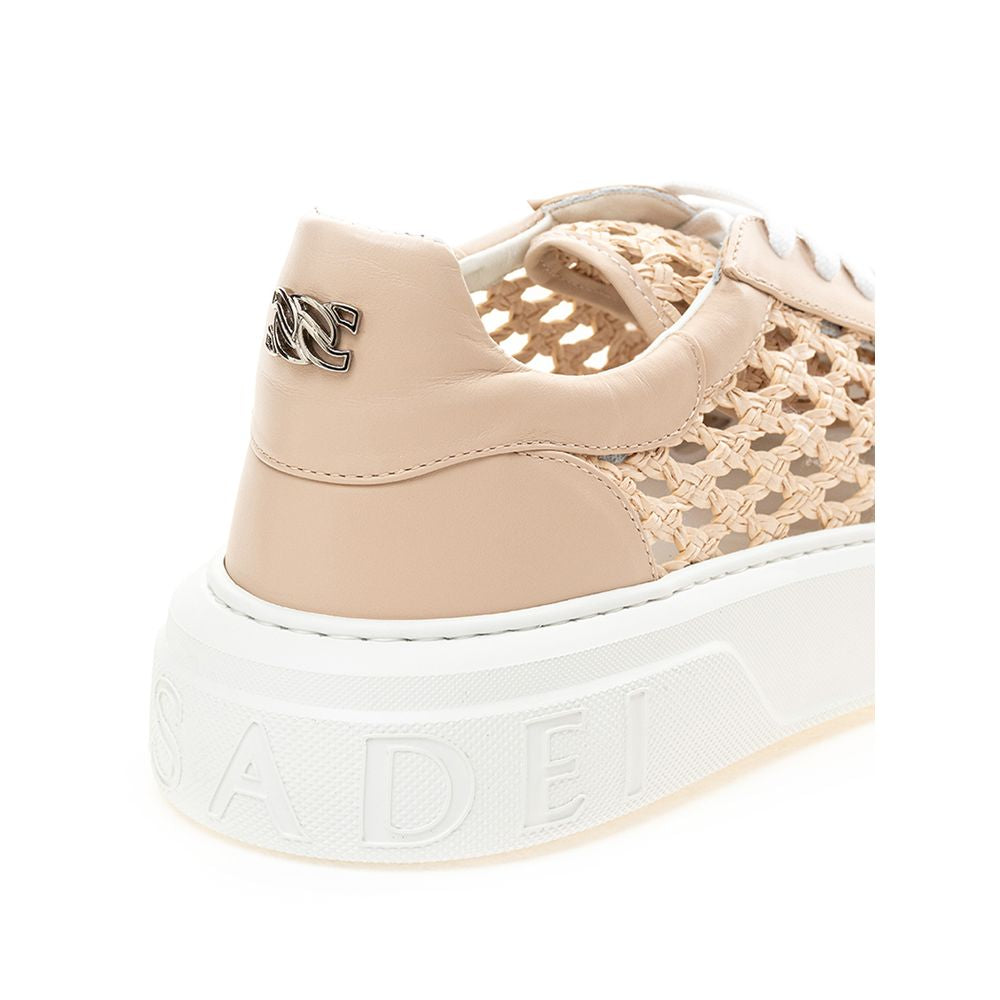 Casadei Chic Beige Leather Sneakers - EU41/US11