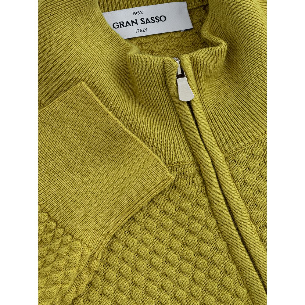 Gran Sasso Elegant Yellow Cotton Cardigan for Men - IT50 | L