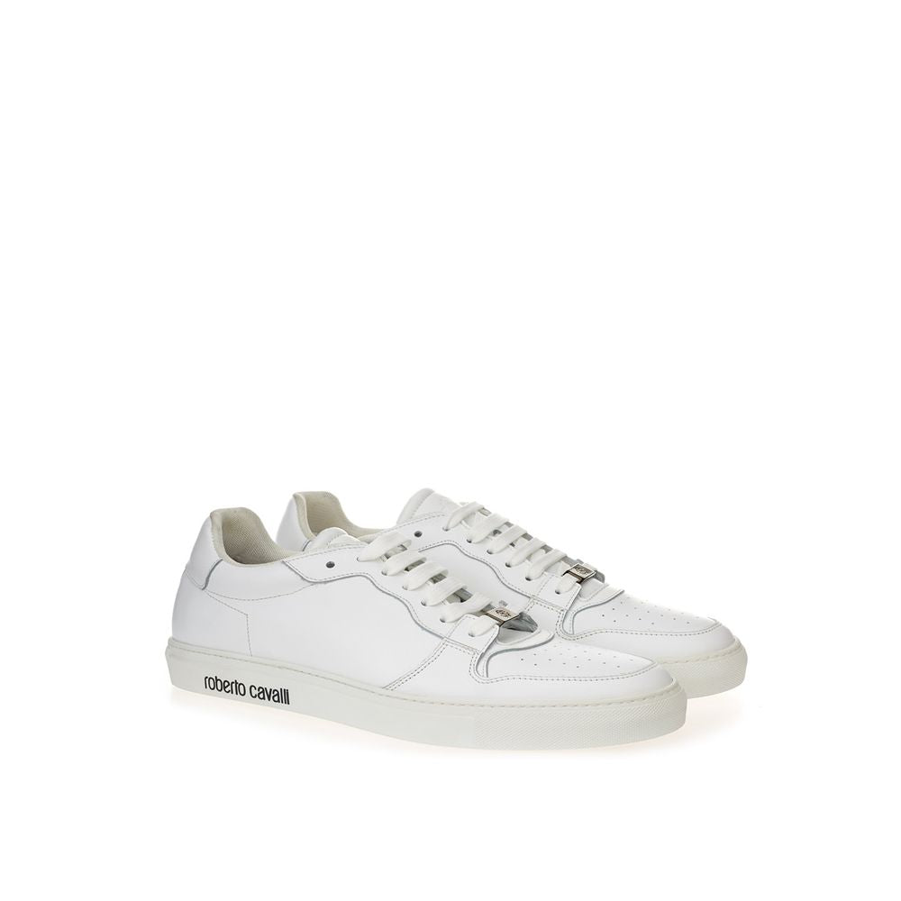 Roberto Cavalli White Leather Sneakers Luxe Footwear - EU36/US6