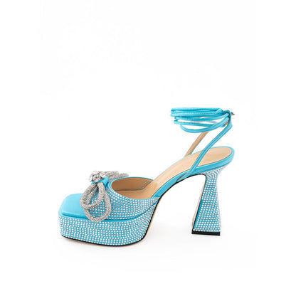 MACH & MACH Light Blue Leather Platforms & Wedge - EU38/US8