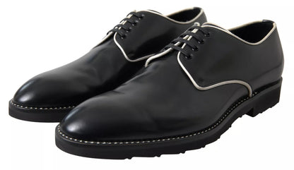 Dolce & Gabbana Black White Leather Formal Dress Shoes