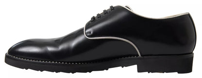 Dolce & Gabbana Black White Leather Formal Dress Shoes - EU 39.5 | US 6.5