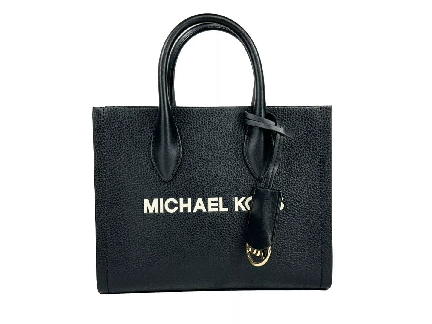 Michael Kors Mirella Leather Small Top Zip Tote Bag Black