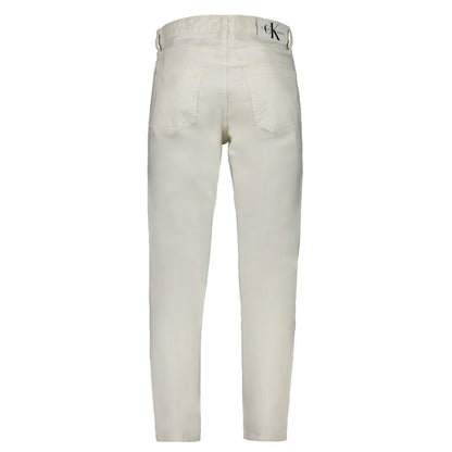 Calvin Klein White Cotton Jeans & Pant