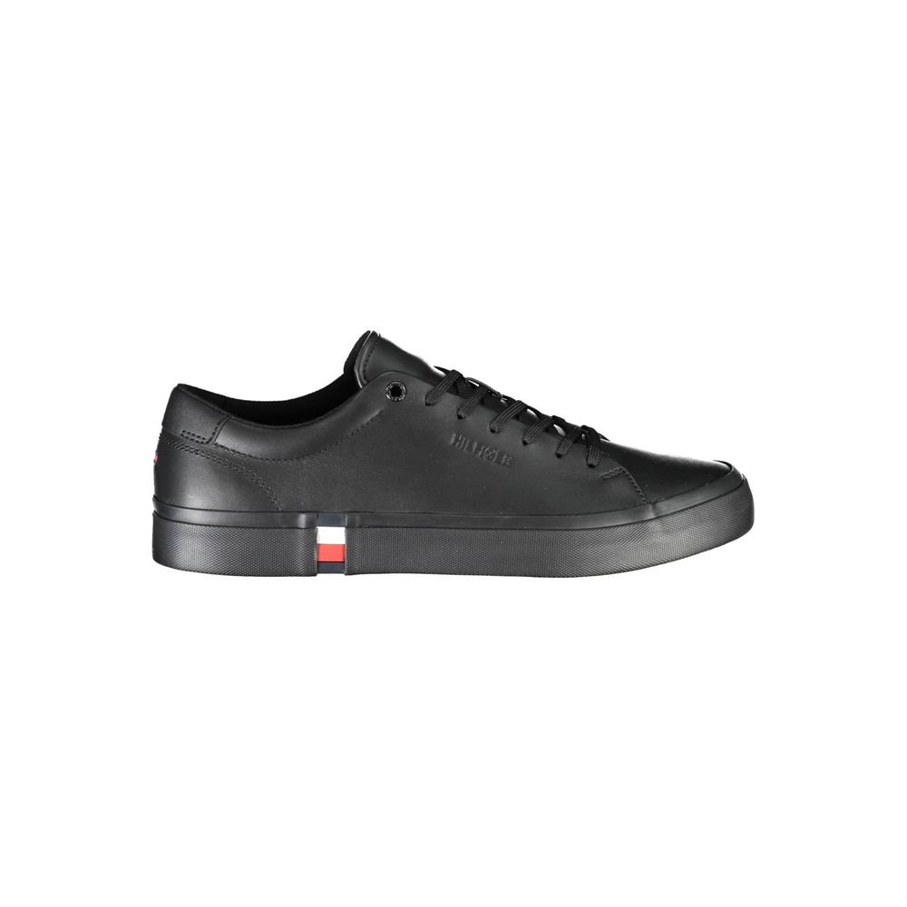 Tommy Hilfiger Black Leather Men Sneaker - EU40/US7