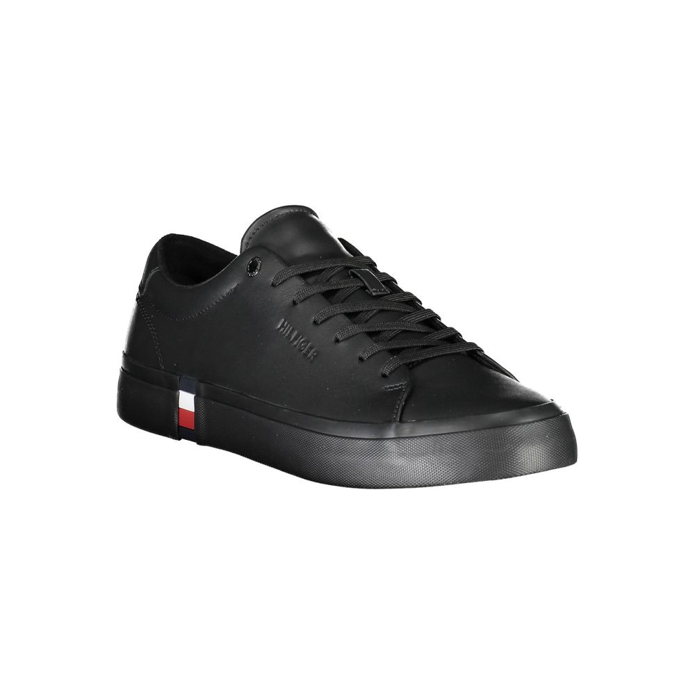 Tommy Hilfiger Black Leather Men Sneaker - EU40/US7