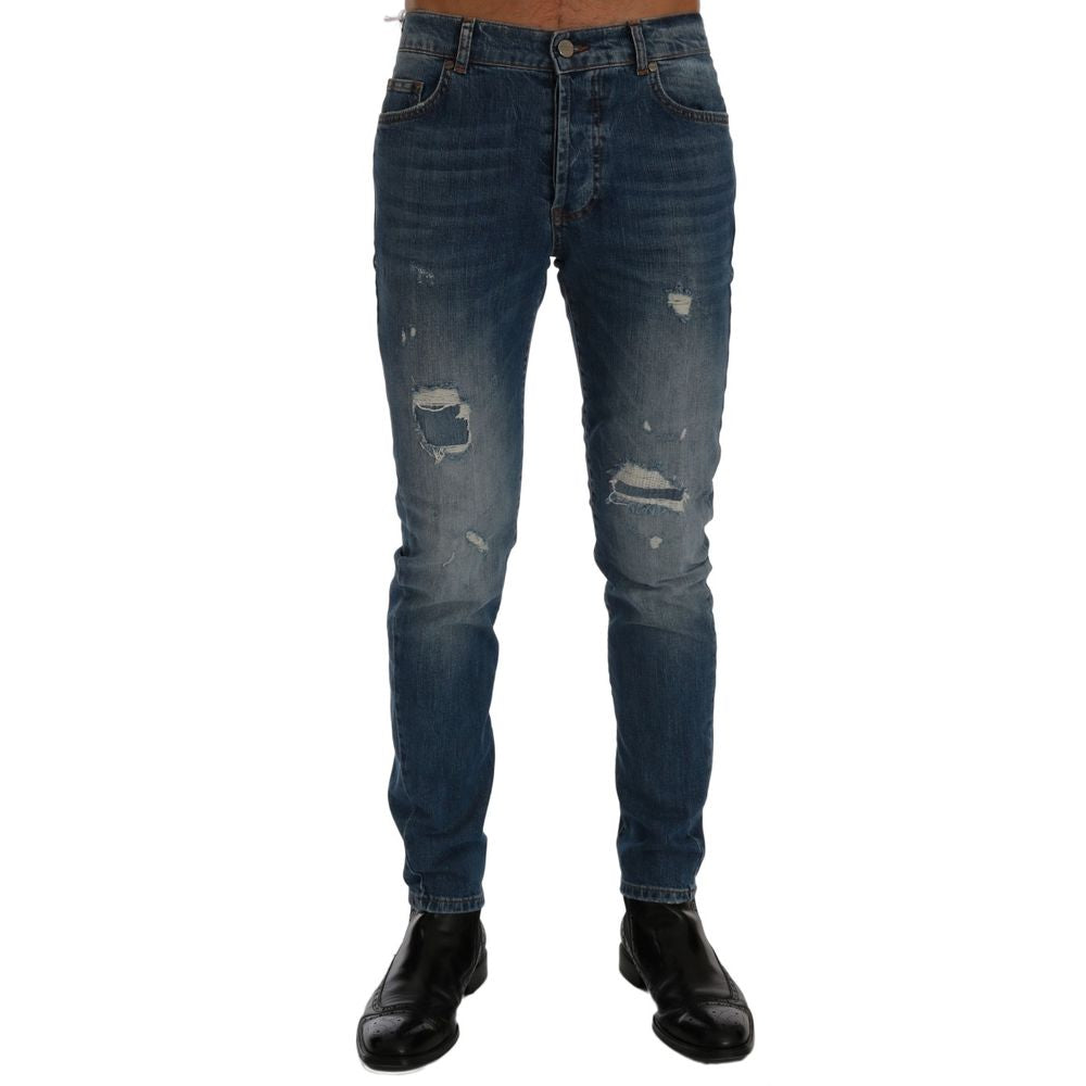 Frankie Morello Blue Cotton Jeans & Pant