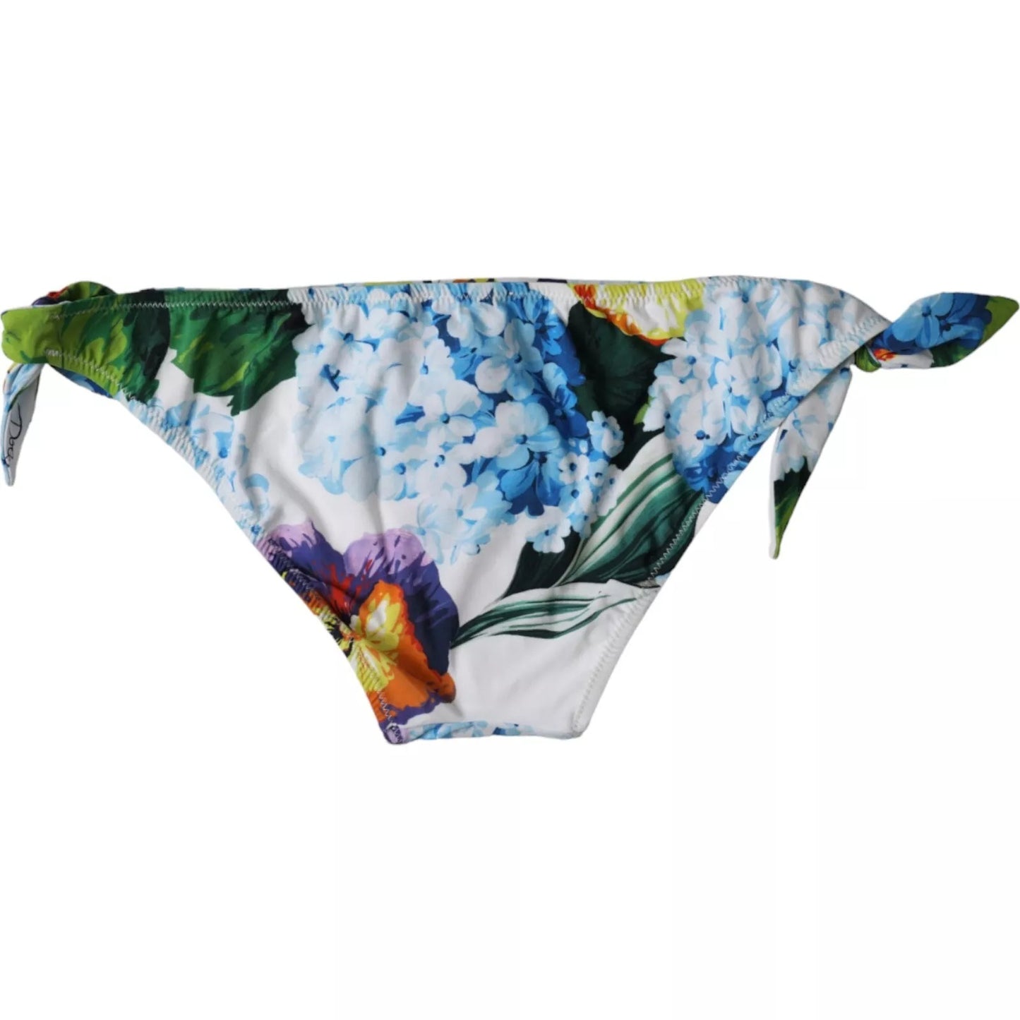 Dolce & Gabbana White Floral Print Swimsuit Bikini Bottom Swimwear