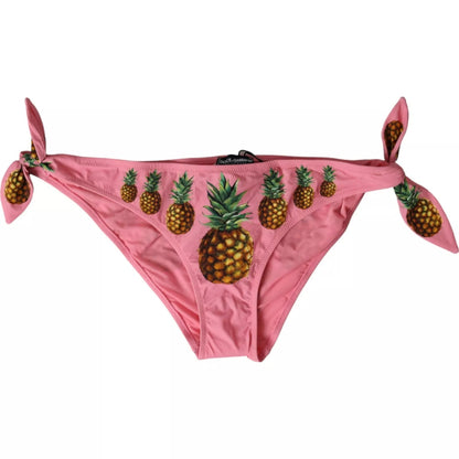 Dolce & Gabbana Pink Pineapple Swimsuit Bikini Bottom Swimwear