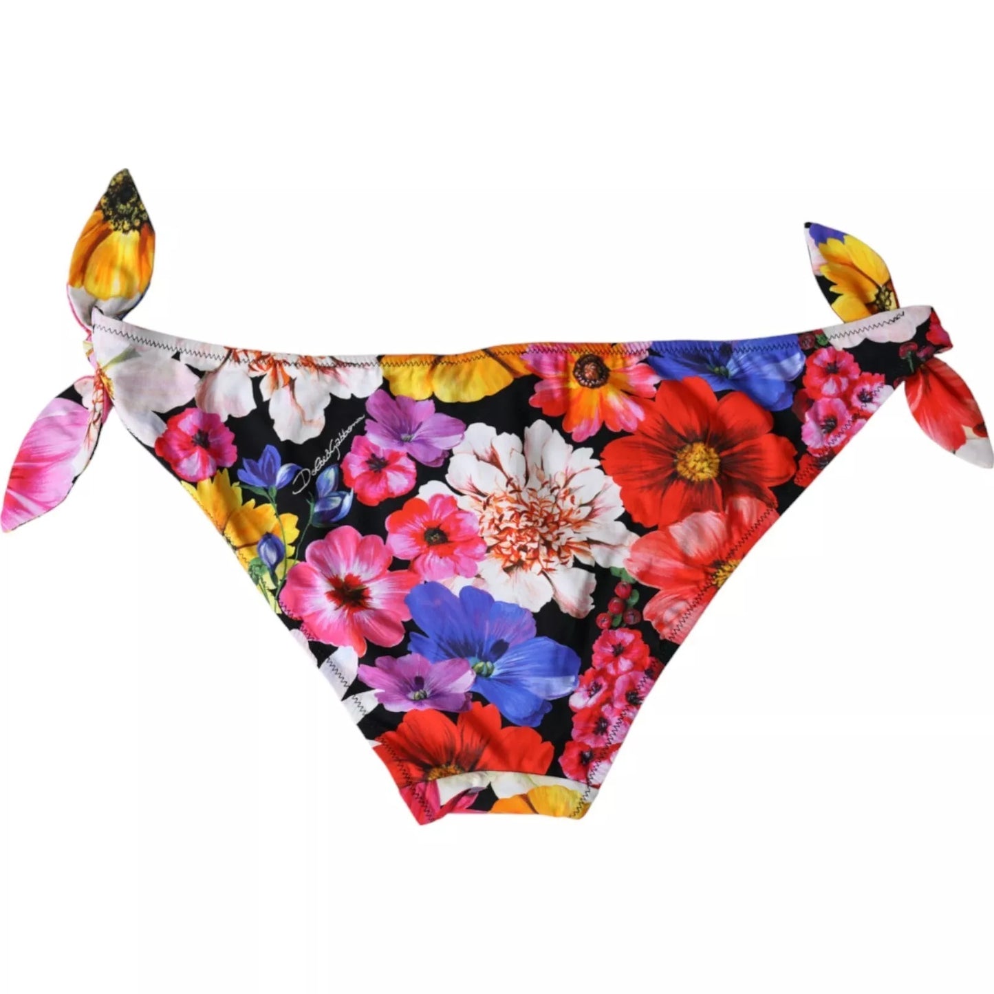 Dolce & Gabbana Black Floral Print Swimsuit Bikini Bottom Swimwear