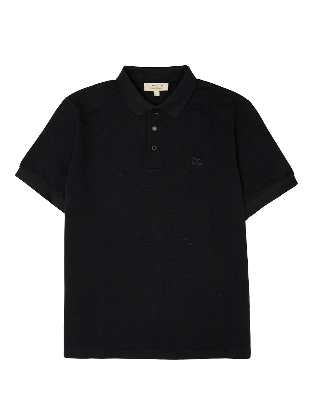 Burberry Black Cotton Collared Polo Shirt