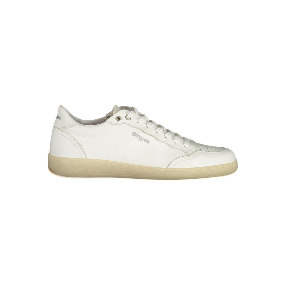 Blauer White Leather Men Sneaker