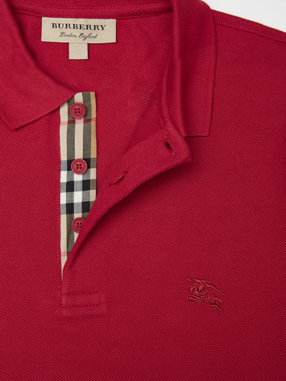 Burberry Red Cotton Collared Polo Shirt