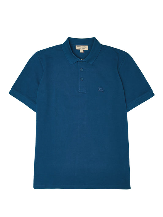 Burberry Deep Teal Blue Cotton Collared Polo Shirt