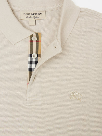 Burberry Pale Stone Cotton Collared Polo Shirt