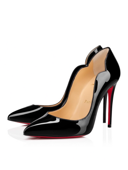 Christian Louboutin Black Patent Leather Hot Chick Pumps 100 - EU37.5/US7.5 / Black