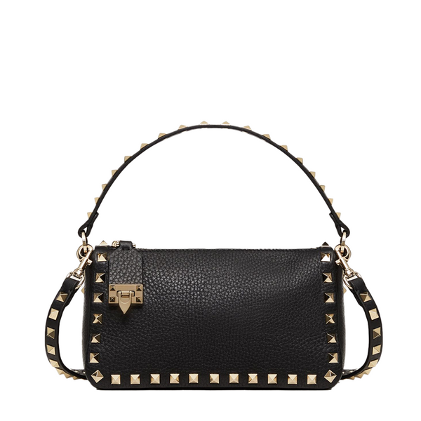 Valentino Garavani Black Garnet Calfskin Small Rockstud Shoulder Bag