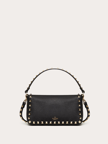 Valentino Garavani Black Garnet Calfskin Small Rockstud Shoulder Bag